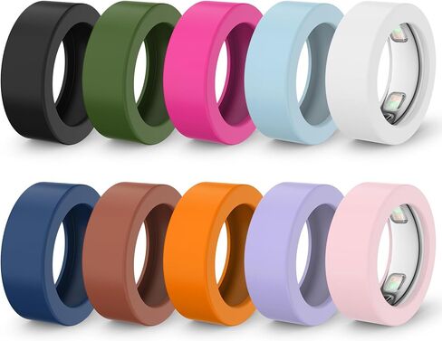 [10 Pack] Case Cover for Oura Ring 5, Smart Ring Protector Cover Compatible with Oura Ring 5, Thin Elastic Scratch & Bump Protection Silicone Cover for Working Out & Gym (L for 10/11/12/13) in Kuwait