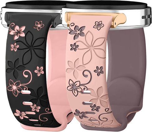 2 Pack Cute Floral Engraved Band for Samsung Galaxy Watch 8/9 in Kuwait