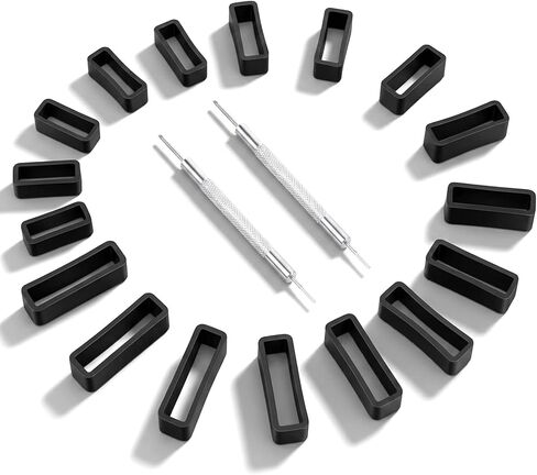 Andibro 18 Pcs Watch Band Loop, 16mm/ 18mm/ 20mm/ 22mm/ 24mm/ 26mm Silicone Watch Strap Holder Loops with 2 Spring Bar Tool Replacement Strap Keepers Fastener Rings for Smart Sport Watches in Kuwait