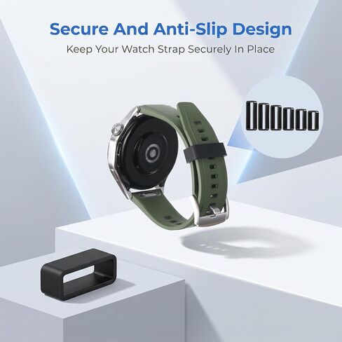 Andibro 18 Pcs Watch Band Loop, 16mm/ 18mm/ 20mm/ 22mm/ 24mm/ 26mm Silicone Watch Strap Holder Loops with 2 Spring Bar Tool Replacement Strap Keepers Fastener Rings for Smart Sport Watches in Kuwait