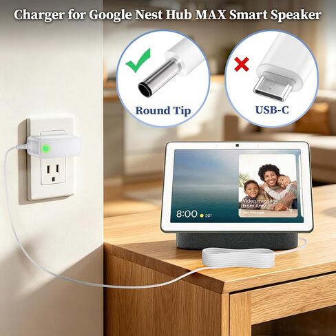 Charger for Google Nest Hub MAX 10" Smart Home Display Power Cord 24V in Kuwait