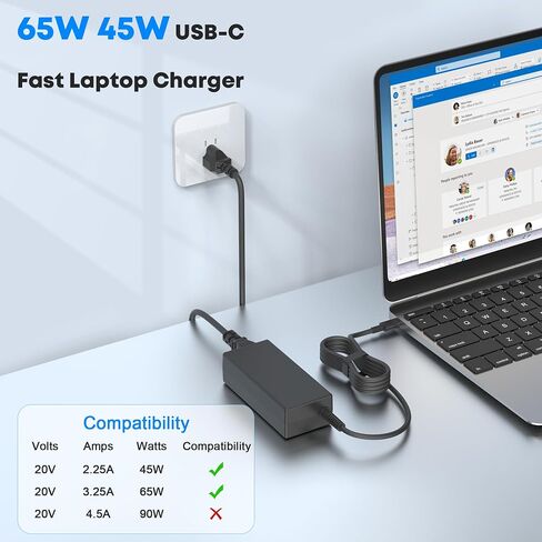 65W/45W USB C Laptop Charger for HP Chromebook/EliteBook/Probook in Kuwait
