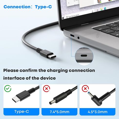 65W/45W USB C Laptop Charger for HP Chromebook/EliteBook/Probook in Kuwait
