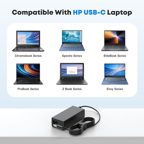 65W/45W USB C Laptop Charger for HP Chromebook/EliteBook/Probook in Kuwait