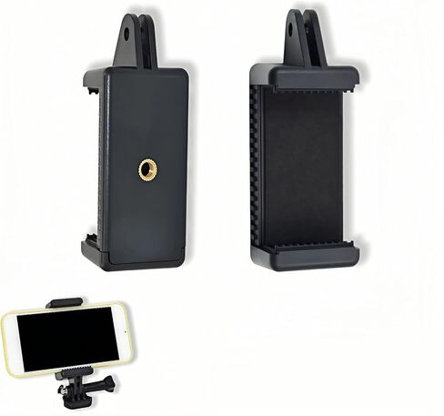 2 Pack Universal Smartphone Mount Holder, Adjustable Spring Phone Clamp Tripod Screw Hole, Compatible with iOS Android Devices for Video Recording Photography Mount Accessories(Black) in Kuwait