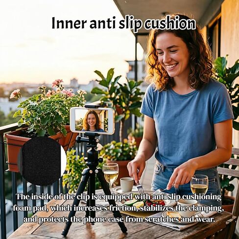 2 Pack Universal Smartphone Mount Holder, Adjustable Spring Phone Clamp Tripod Screw Hole, Compatible with iOS Android Devices for Video Recording Photography Mount Accessories(Black) in Kuwait