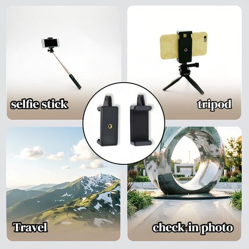 2 Pack Universal Smartphone Mount Holder, Adjustable Spring Phone Clamp Tripod Screw Hole, Compatible with iOS Android Devices for Video Recording Photography Mount Accessories(Black) in Kuwait