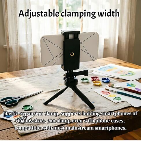 2 Pack Universal Smartphone Mount Holder, Adjustable Spring Phone Clamp Tripod Screw Hole, Compatible with iOS Android Devices for Video Recording Photography Mount Accessories(Black) in Kuwait
