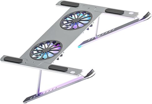 Generic Adjustable Laptop Cooling Pad with Quiet Turbine Suction Fan, Aluminum Alloy Cooling Stand with Internal and External Air Circulation for Gaming and Office Use in Kuwait