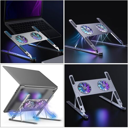 Generic Adjustable Laptop Cooling Pad with Quiet Turbine Suction Fan, Aluminum Alloy Cooling Stand with Internal and External Air Circulation for Gaming and Office Use in Kuwait