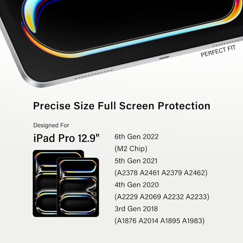 Paper Screen Protector Compatible with iPad Pro 12.9" Removable Draw and Write Like on Paper, Anti Glare Blue Light Filter, Sensitivity Film, Matte Shield Apple Pencil & Case Friendlly in Kuwait
