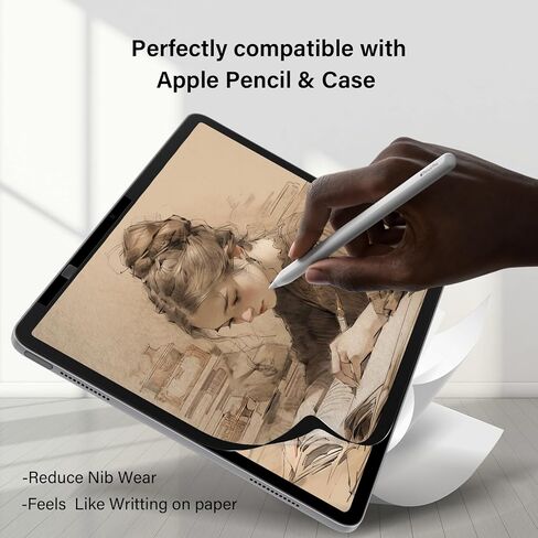 Paper Screen Protector Compatible with iPad Pro 12.9" Removable Draw and Write Like on Paper, Anti Glare Blue Light Filter, Sensitivity Film, Matte Shield Apple Pencil & Case Friendlly in Kuwait