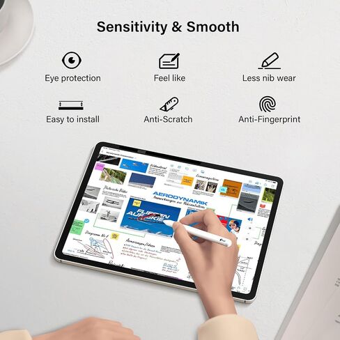 Paper Screen Protector Compatible with iPad Pro 12.9" Removable Draw and Write Like on Paper, Anti Glare Blue Light Filter, Sensitivity Film, Matte Shield Apple Pencil & Case Friendlly in Kuwait