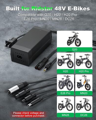 VHBW 54.6V 2A Charger for Ridstar Q20 H20 E-Bikes in Kuwait