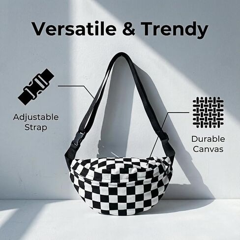 Crossbody Fanny Pack for Men Women, Fashion Waist Bag Pack With Adjustable Strap for Outdoors, Casual Belt Bag for Travel Walking Running in Kuwait