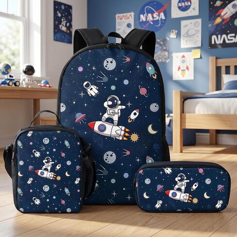 17'' Large-Capacity 3 in 1 Cartoon Astronaut Backpack Set With a Fashionable and Personalized Style is Exquisitely Designed and Widely Applicable, Making it an Ideal Choice(Gray) in Kuwait