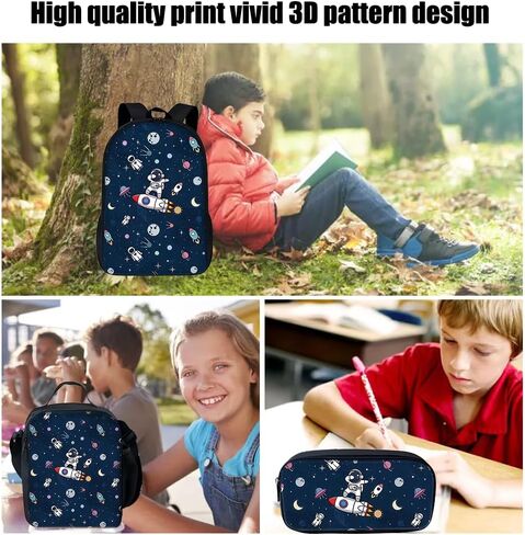 17'' Large-Capacity 3 in 1 Cartoon Astronaut Backpack Set With a Fashionable and Personalized Style is Exquisitely Designed and Widely Applicable, Making it an Ideal Choice(Gray) in Kuwait