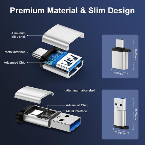 USB C to USB A Adapter, USB A to USB C Adapter for iPhone 17 Pro Max, 4Pack in Kuwait