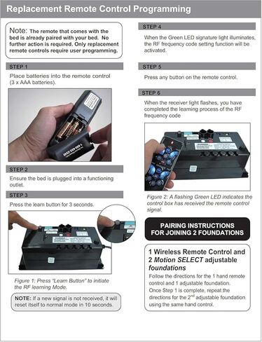Replacement Remote Control for Tempurpedic Ergo Advanced Adjustable Bed, Models Rc-wm-101, Easy to Pair in Kuwait