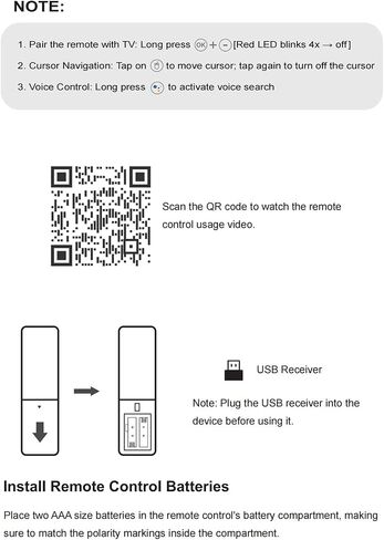 Portable TV Remote Control & Voice Google Assistant with USB Signal Receiver,Supports Bluetooth,Portable Smart TV Remote Control Suitable for Models of OFD,for VLH,for SDYSTVAI (Battery Not Included) in Kuwait