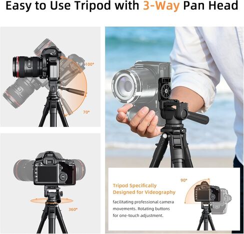 72" Travel Aluminum Camera Tripod, Tripod Stand for Camera & Phone in Kuwait