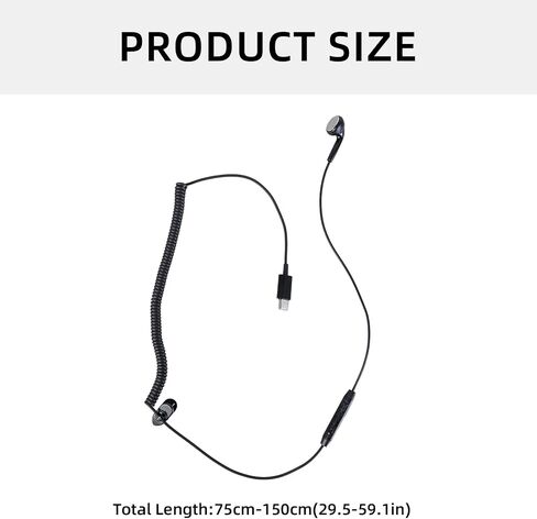 USB Type C Spring Single Side Earphones with Volumes Adjustments in Kuwait