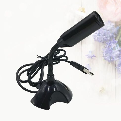 Happyyami Portable USB Microphone Compact Plastic Design for Computer and Laptop with Receiver, Compatible with PC and Smartphone, for Online Conference and Broadcast Recording in Kuwait