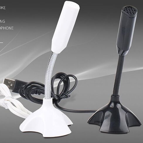 Happyyami Portable USB Microphone Compact Plastic Design for Computer and Laptop with Receiver, Compatible with PC and Smartphone, for Online Conference and Broadcast Recording in Kuwait