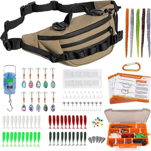 Khaki Fishing Waist Fanny Pack with Fishing Scale in Kuwait