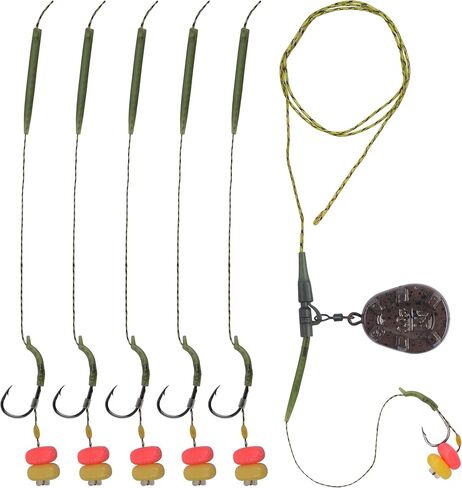 Carp Fishing Rigs Kit Carp Hair Rig with Carp Sinker Weights Carp Hooks Corn Bait Leader Rigs Quick Change Rolling Swivels Sleeves Carp Fishing Equipment Accessories in Kuwait
