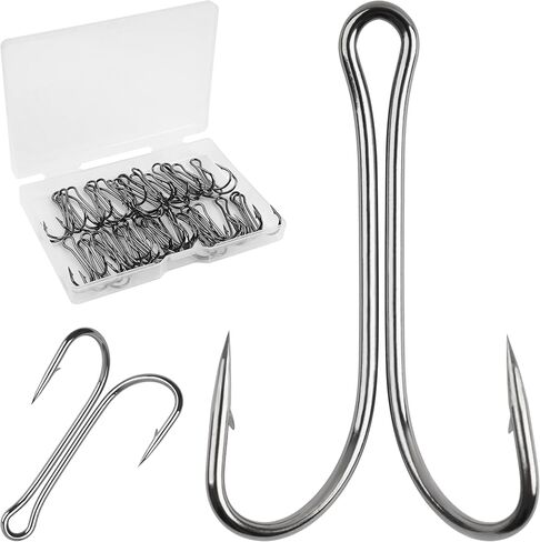 40pcs Double Fishing Hooks, Classic Frog Hooks with Open Shank in Kuwait