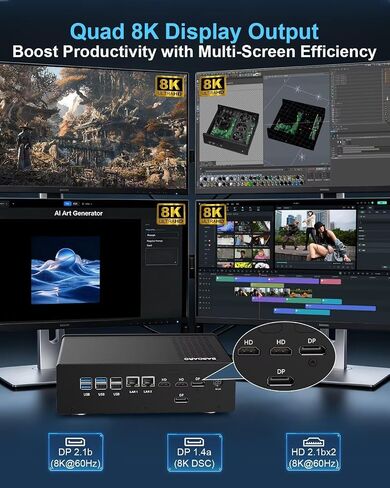 BASOARO AI Mini PC Core Ultra 7-165H (16C/22T, Up to 5.0GHz), Mini Gaming Computer RTX 5050 8GB GDDR6, 32GB DDR5 RAM 1TB SSD, Dual 2.5G LAN, Quad Display (2 HD+2 DP), WiFi 7 BT 5.4 in Kuwait