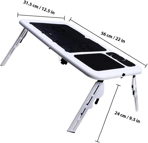 Foldable Laptop Table with Dual Fans, Adjustable Angle Desk in Kuwait
