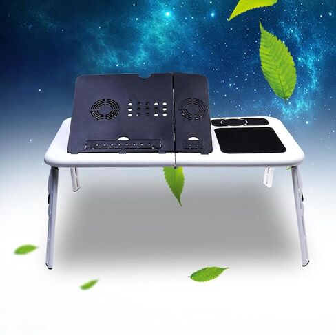 Foldable Laptop Table with Dual Fans, Adjustable Angle Desk in Kuwait