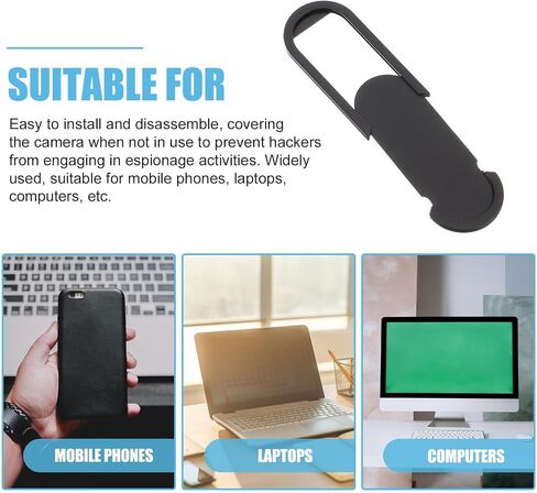 BESPORTBLE 6pcs Laptop Camera Cover Slide Webcam Privacy Covers Black Abs Material Protects Privacy Easy to Use for Online Meetings and Video Calls in Kuwait