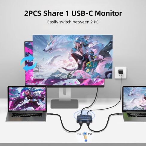 40Gbps USB C Switch for 2 Computers, USBC Switcher,2 USB-C Cables in Kuwait