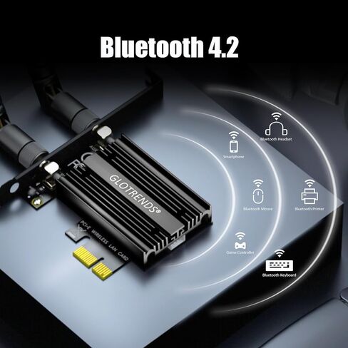 GLOTRENDS AC1200 PCIe WiFi Card for Desktop PC, Bluetooth 4.2, Intel 7265 in Kuwait