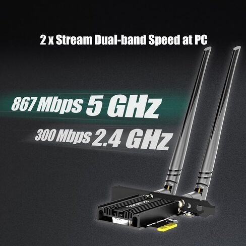 GLOTRENDS AC1200 PCIe WiFi Card for Desktop PC, Bluetooth 4.2, Intel 7265 in Kuwait