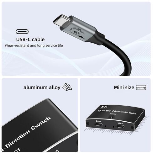 40Gbps USB C Switch for 2 Computers, USBC Switcher,2 USB-C Cables in Kuwait