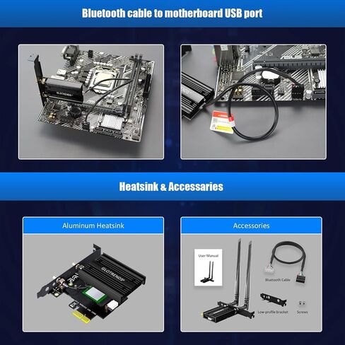GLOTRENDS AC1200 PCIe WiFi Card for Desktop PC, Bluetooth 4.2, Intel 7265 in Kuwait