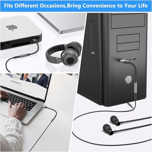 USB to 3.5mm Jack Audio Adapter External Stereo Sound Card, USB A to Audio Aux Compatible with PS4 PS5 Headphone Speaker Mac Linux PC Laptop Desktops in Kuwait