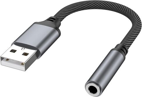 USB to 3.5mm Jack Audio Adapter External Stereo Sound Card, USB A to Audio Aux Compatible with PS4 PS5 Headphone Speaker Mac Linux PC Laptop Desktops in Kuwait