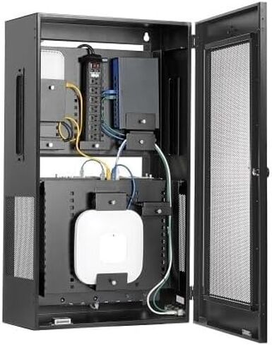 SRWF10UMOD Low-Profile Vertical-Mount Structured Wiring Enclosure with Adjustable Equipment Brackets, 16.5", 150 lb, 5U in Kuwait