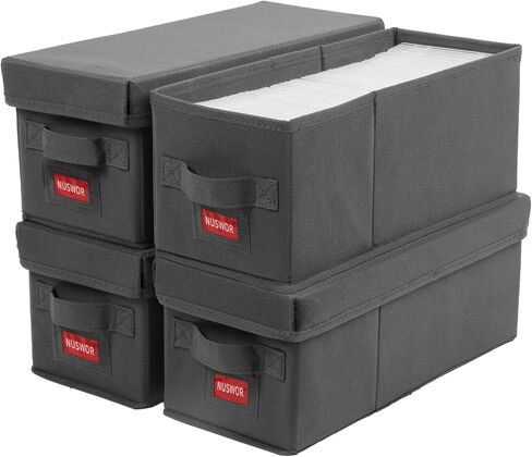 NUSWOR Stackable CD Organizer Box with Lid | 4 Pack | Grey in Kuwait