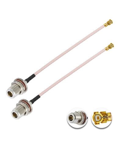 2PCS U.F.L1 to N Type Female Low Loss Coaxial Cable 4" /10CM U.F.L1 RG178 Coaxial Pigtail Cable for Wireless Routers Mini PCIE Network Cards PCI Wi-Fi WAN Repeater in Kuwait