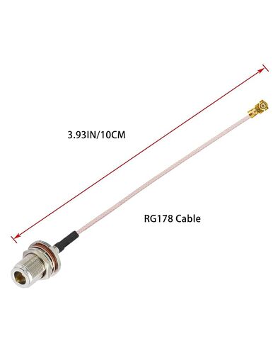 2PCS U.F.L1 to N Type Female Low Loss Coaxial Cable 4" /10CM U.F.L1 RG178 Coaxial Pigtail Cable for Wireless Routers Mini PCIE Network Cards PCI Wi-Fi WAN Repeater in Kuwait