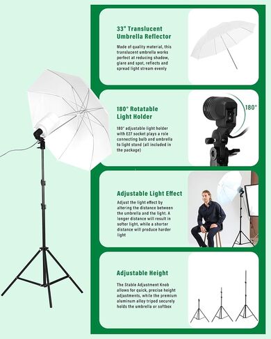 Andoer Professional Softbox Photography Studio Lighting Kit with 3 Color Backdrops, 6.5*10ft Backdrop Stands, Photography Umbrellas for Product Photography Portrait Video Shooting and Live Streaming in Kuwait