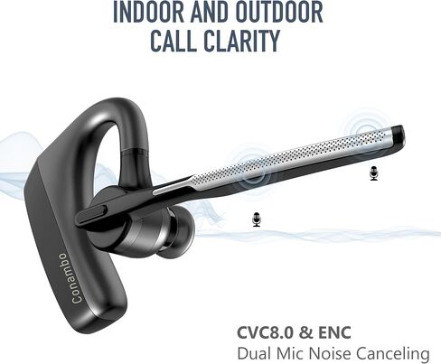 Conambo Bluetooth Headset with Dual Mic Noise Canceling & Mute Button Wireless Earpiece 16 Hrs Talking for Home Office Trucker – Compatible with iPhone Android Phone (K18) in Kuwait