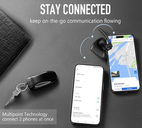 Conambo Bluetooth Headset with Dual Mic Noise Canceling & Mute Button Wireless Earpiece 16 Hrs Talking for Home Office Trucker – Compatible with iPhone Android Phone (K18) in Kuwait