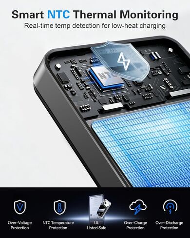 golioklsy Portable Charger Power Bank, 10000mAh Phone Charger with Built-in Cable, 20W PD Fast Charging, Slim Battery Pack with LED Display, Travel Essential for iPhone 17/16/15/14 All Series, Black in Saudi Arabia